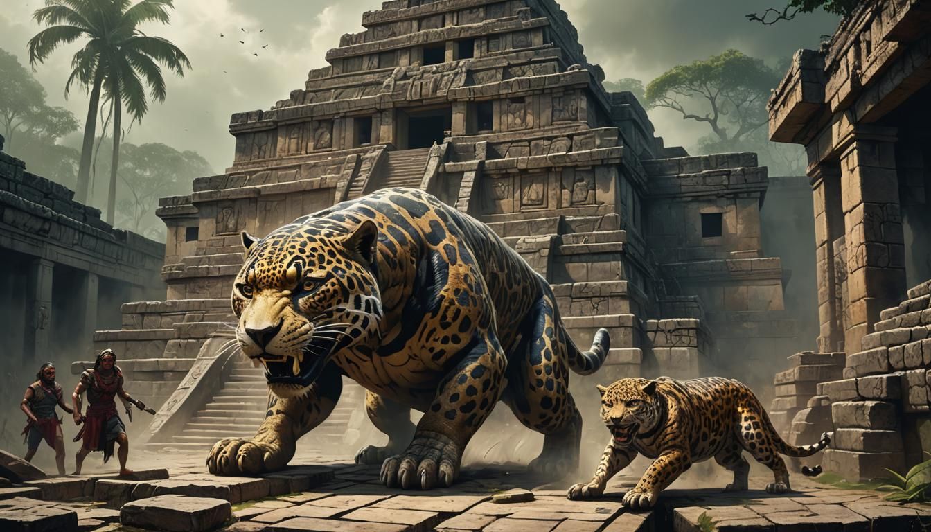 Sinister Jaguar at Mayan Temple Horror