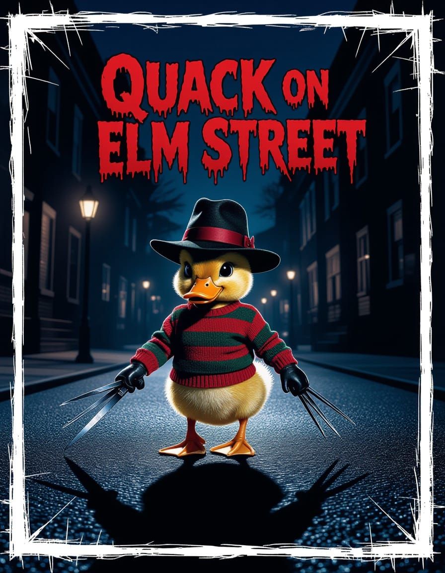Quack on Elm Street: Duckling Freddy Krueger Halloween Poste...