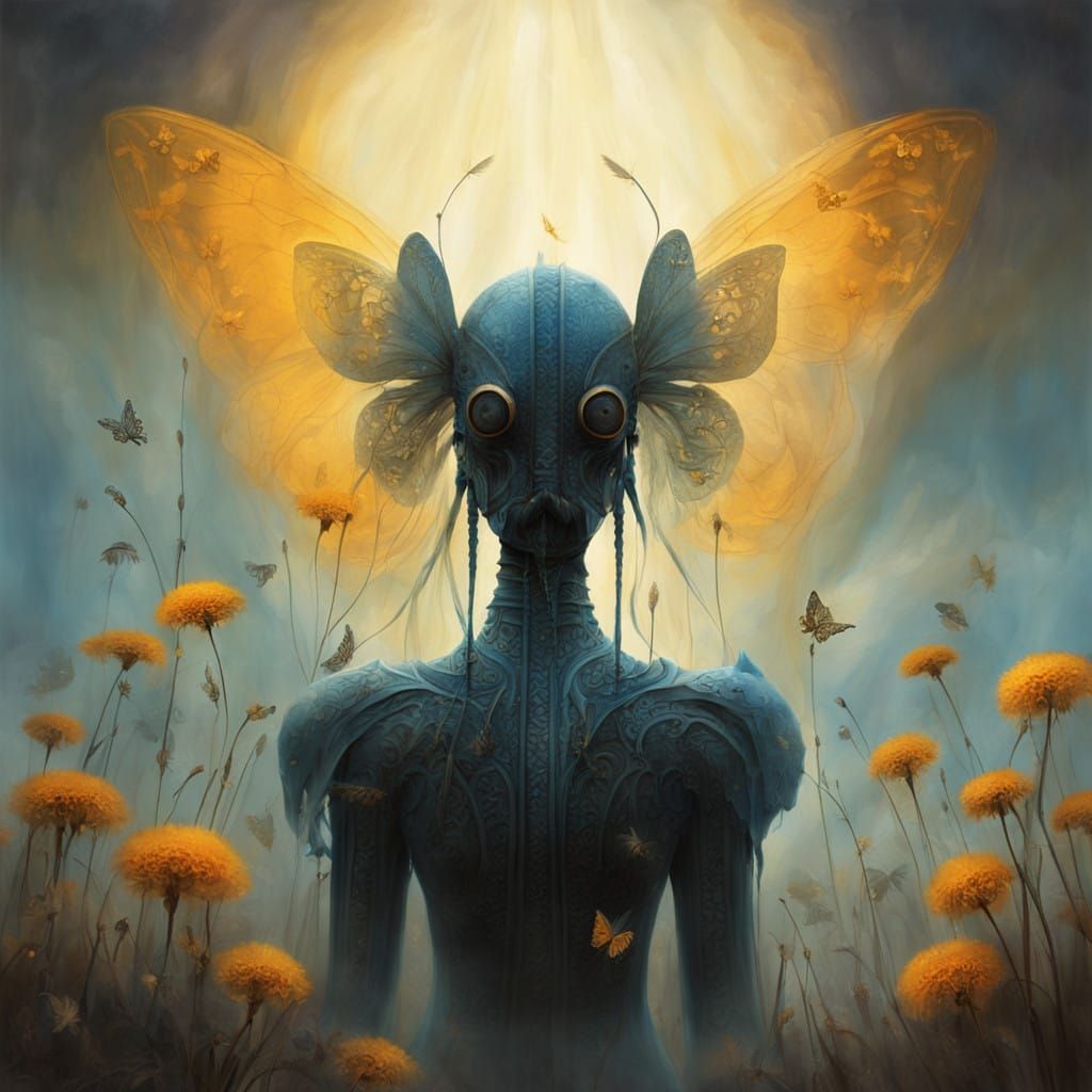 Ethereal Goddess of Light Surrounded by Whispers of Darkness