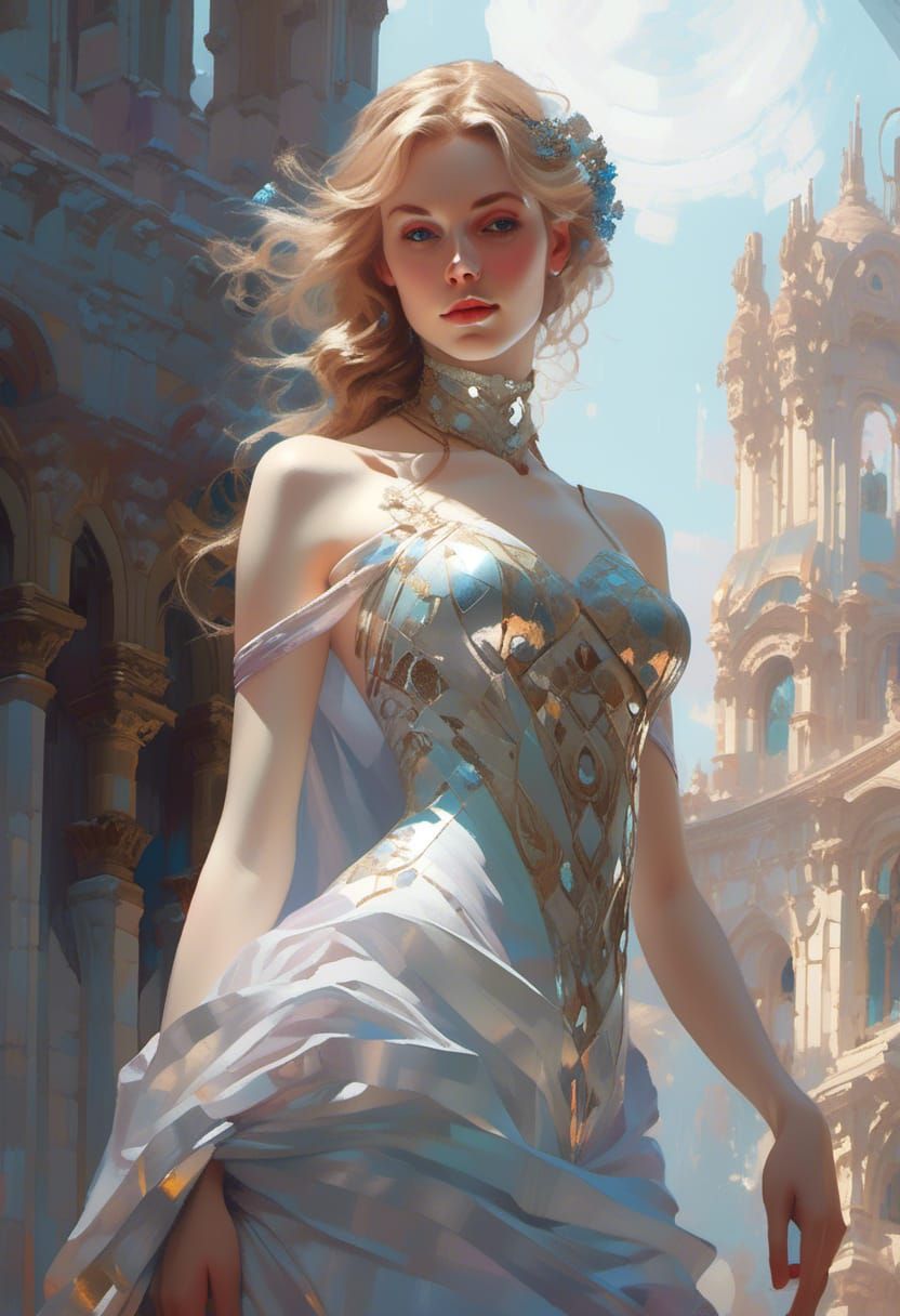 Sci-Fi Blonde Woman with Holographic Goggles