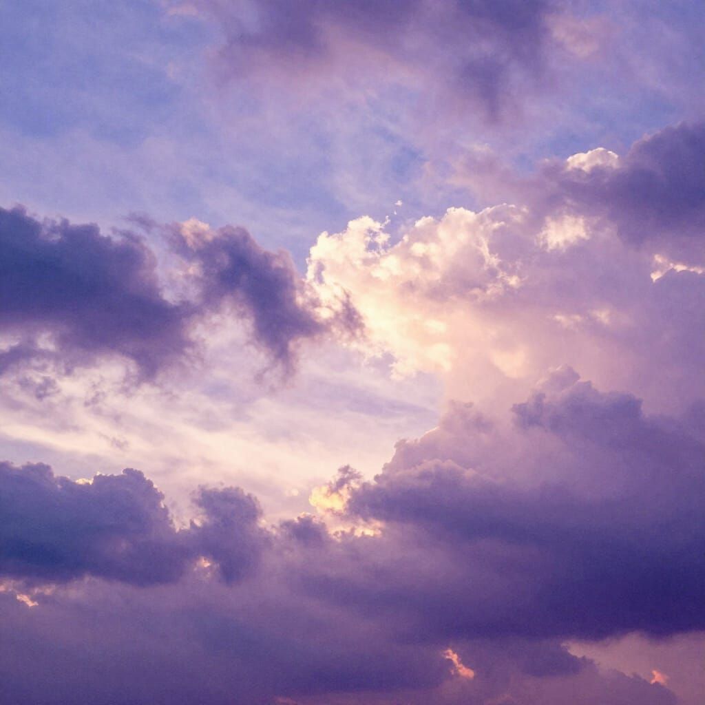 Ethereal Twilight Clouds in Indigo Lavender Sky Watercolor