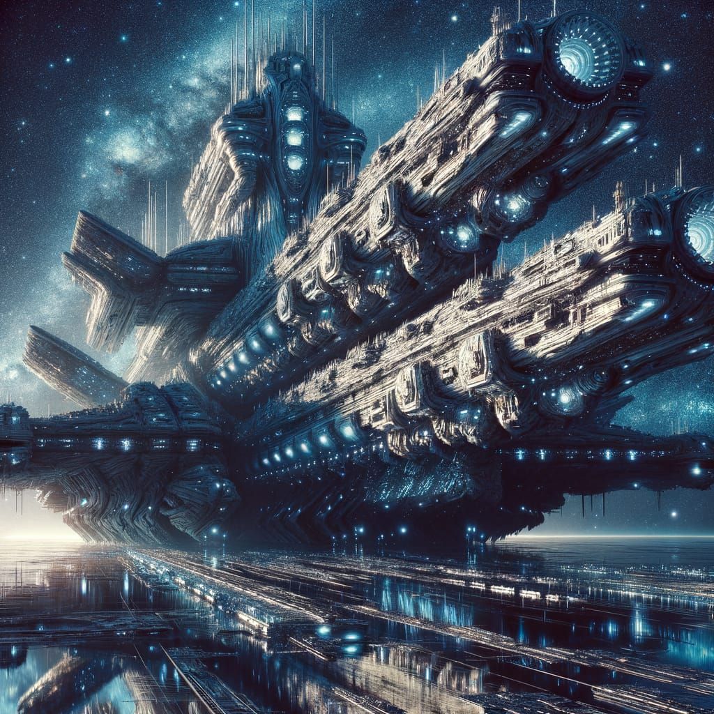 Colossal Planet Destroyer Dreadnought in Deep Space