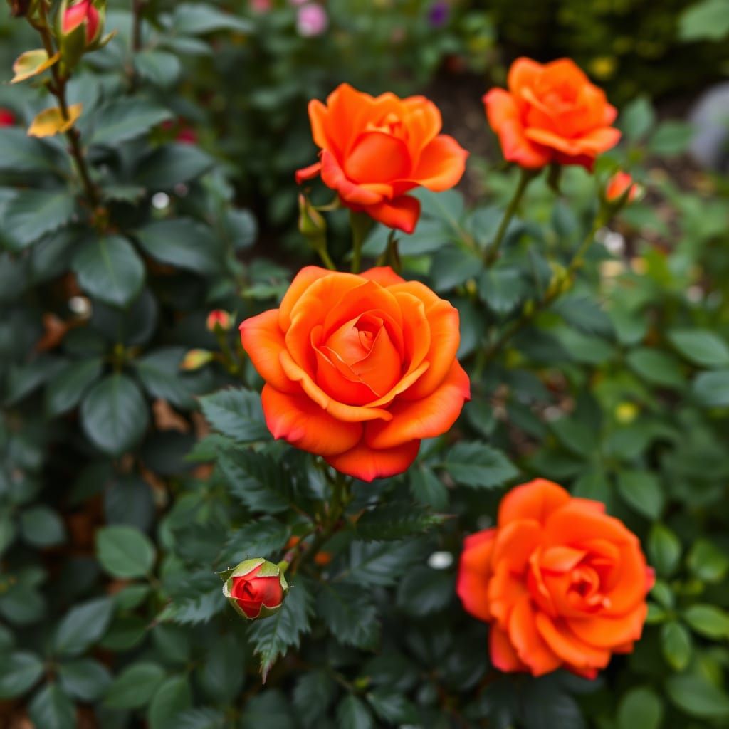 True Courage Rose in Impressionist Garden Setting