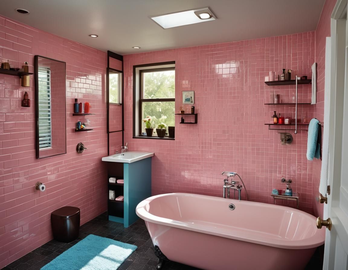 Mid-Century Modern Bathroom with Chic Tub