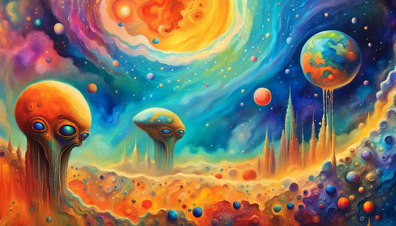 Surreal Dreamscapes of Alien Worlds in Cosmic Horror Style