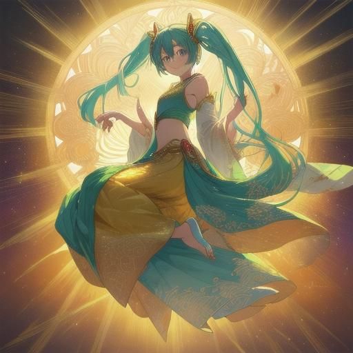 Hatsune Miku in Indian Sari: Anime Key Visual