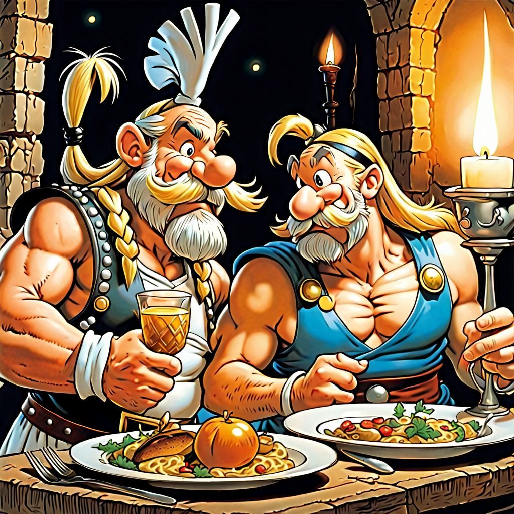 Asterix and Obelix: Candlelight Dinner Comic Art