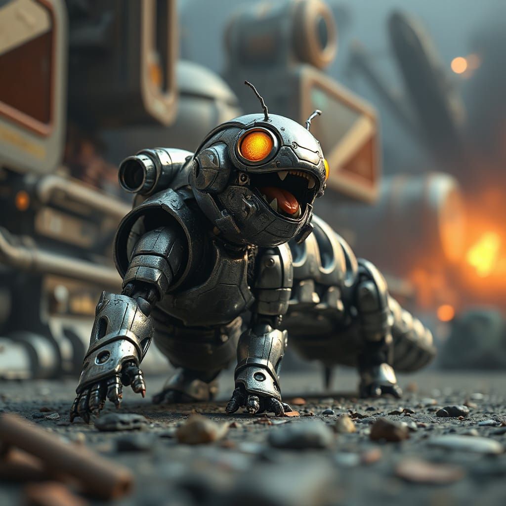 Caterpillar in Mech Suit Anime Style