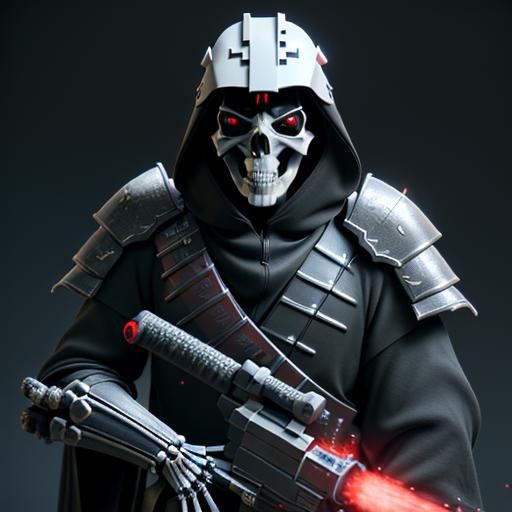 Futuristic Samurai in Exoskeleton Armor: 3D Game Art