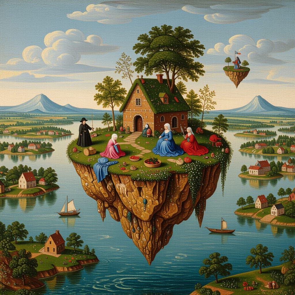 Enchanting Floating Island with Whimsical Inhabitants