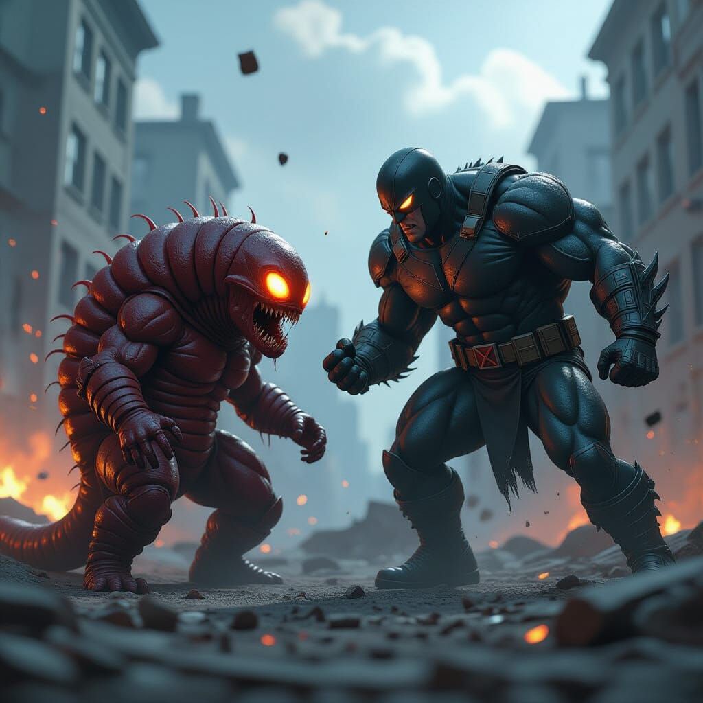 Maggot Larva vs Juggernaut Cinematic Comic Art