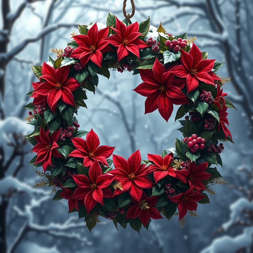 Surreal Winter Wonderland Wreath in Vibrant Thomas Kinkade S...