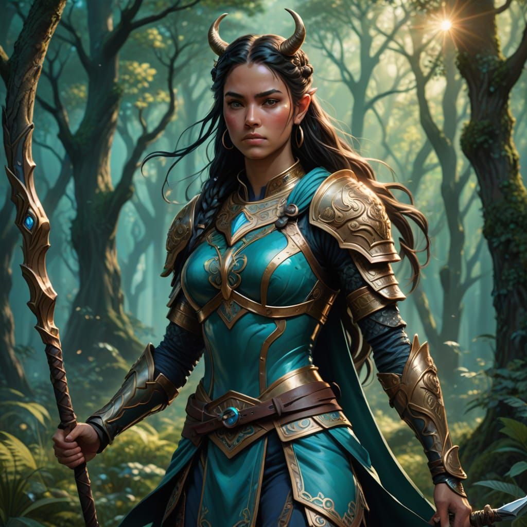 Centaur Guardian in Verdant Forest Digital Art