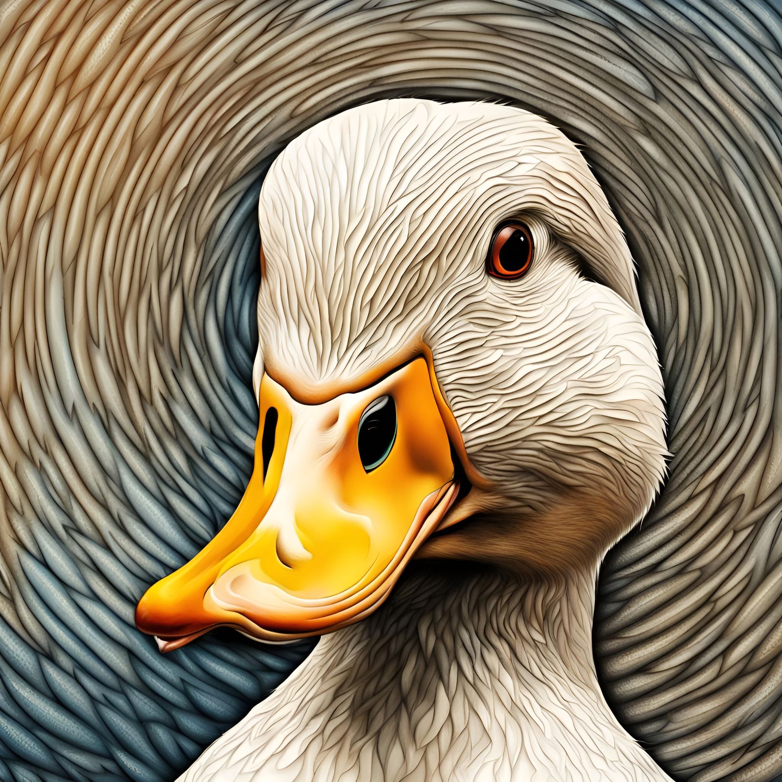 Abstract Spiral Duck Portrait