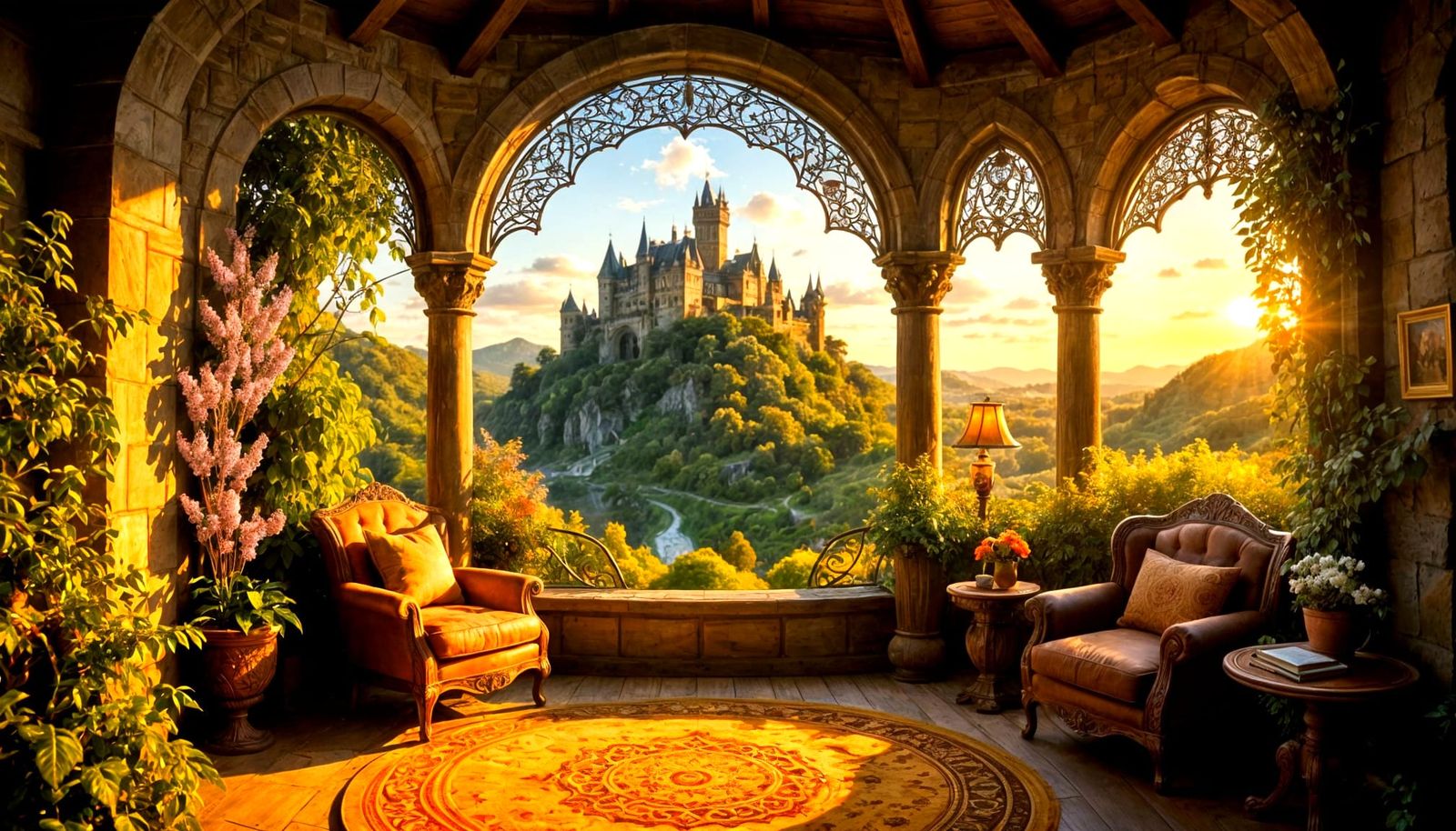 Rustic Ornate Study in Wood Carved Rotunda