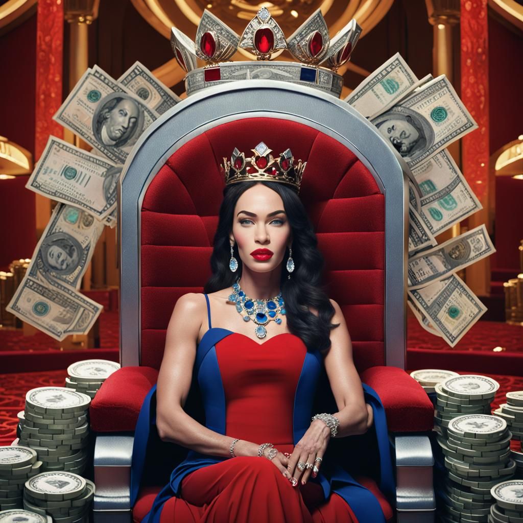 Glamorous Casino Queen Portrait in Hyperdetailed Style