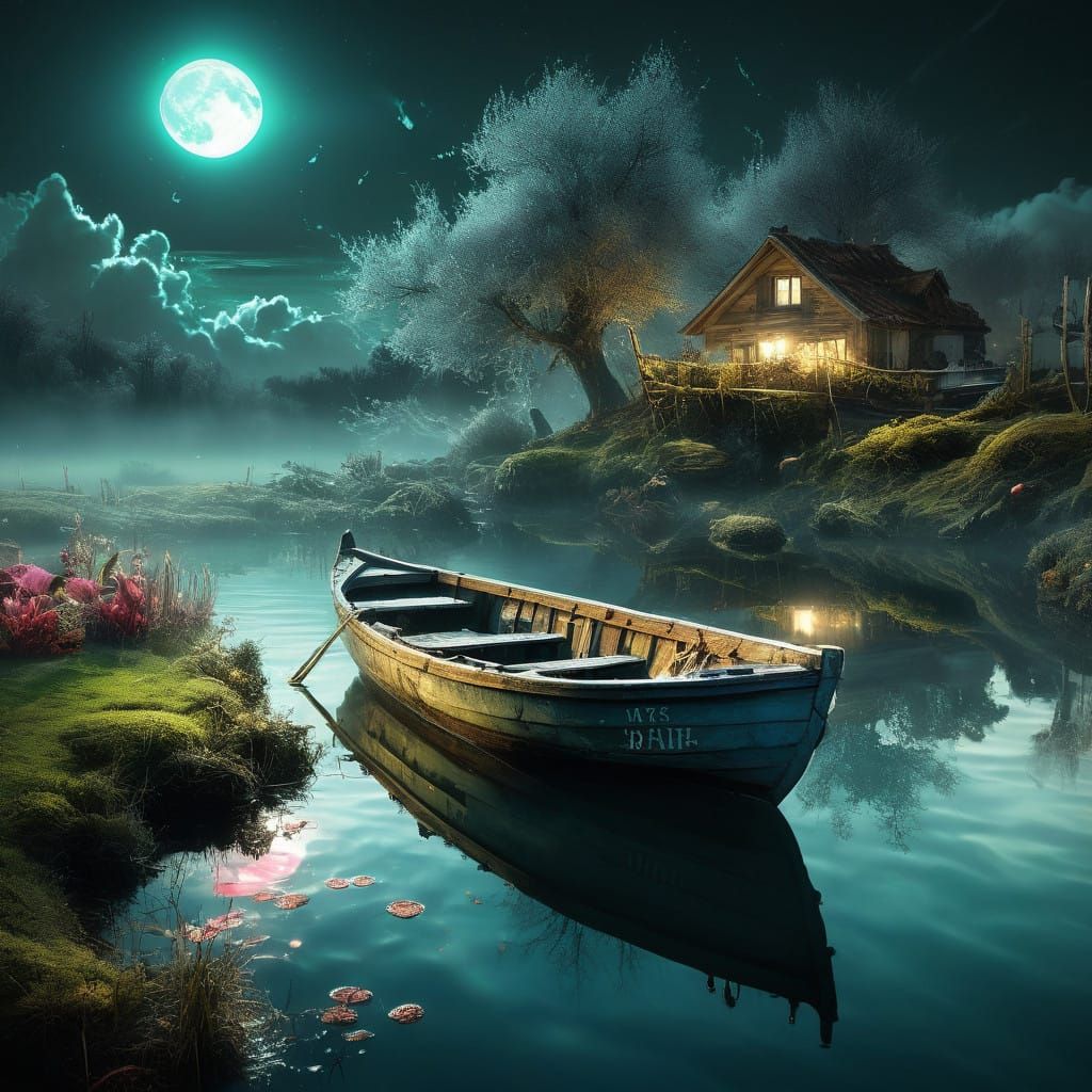 Ethereal Winter Lake Scene in Realistic Digital Art