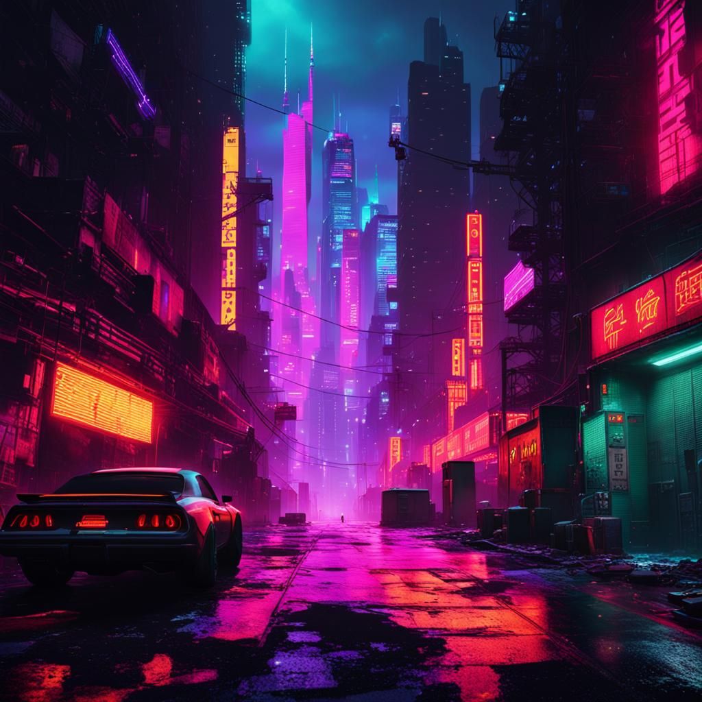 Dystopian Alley Meets Cyberpunk NYC Skyscrapers