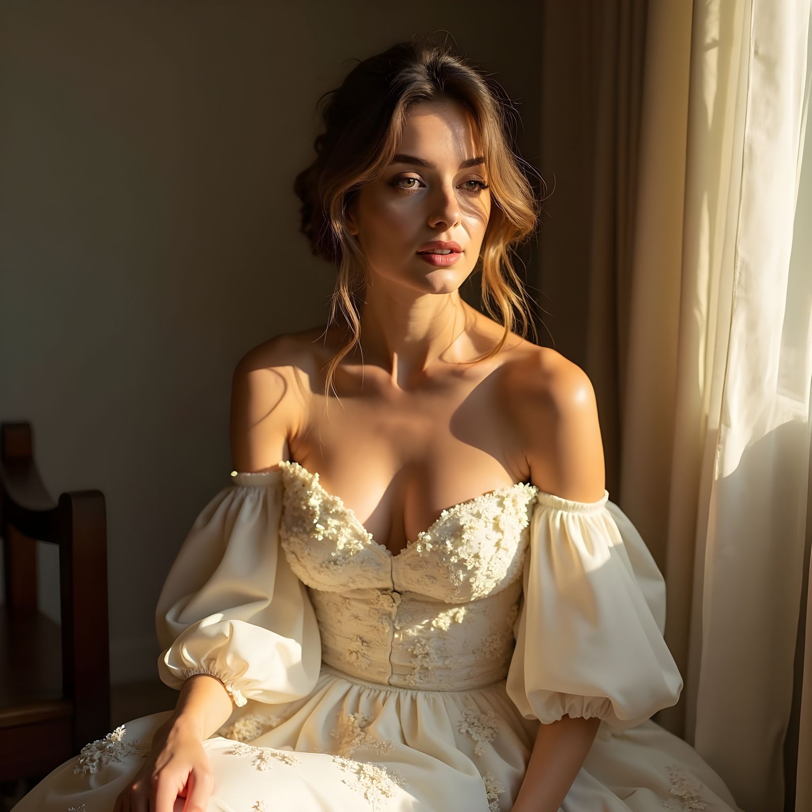 Elegant Woman in Ultra-Realistic Oil Painting Style