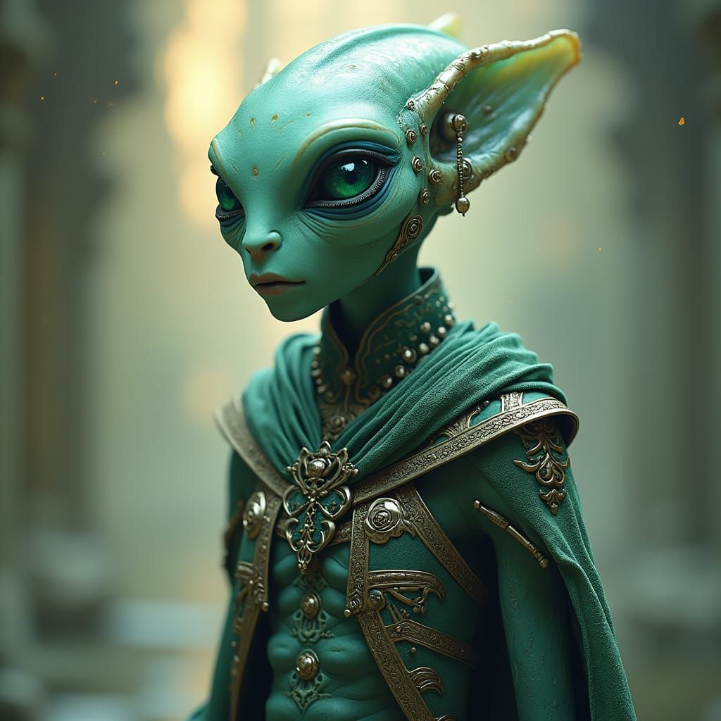 Regal Alien Prince in Futuristic Sci-Fi Illustration