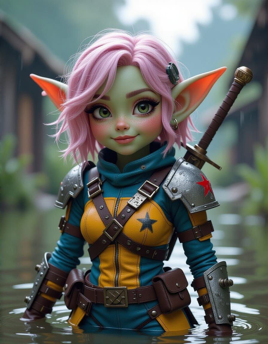 Kawaii Goblin Raider in Submerged Village