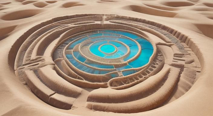 Fractal Desert Panorama with Crystal Formations