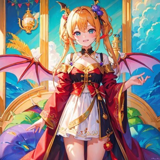 Enchanting Dragon Girl: An AI-Generated Fantasy Portrait