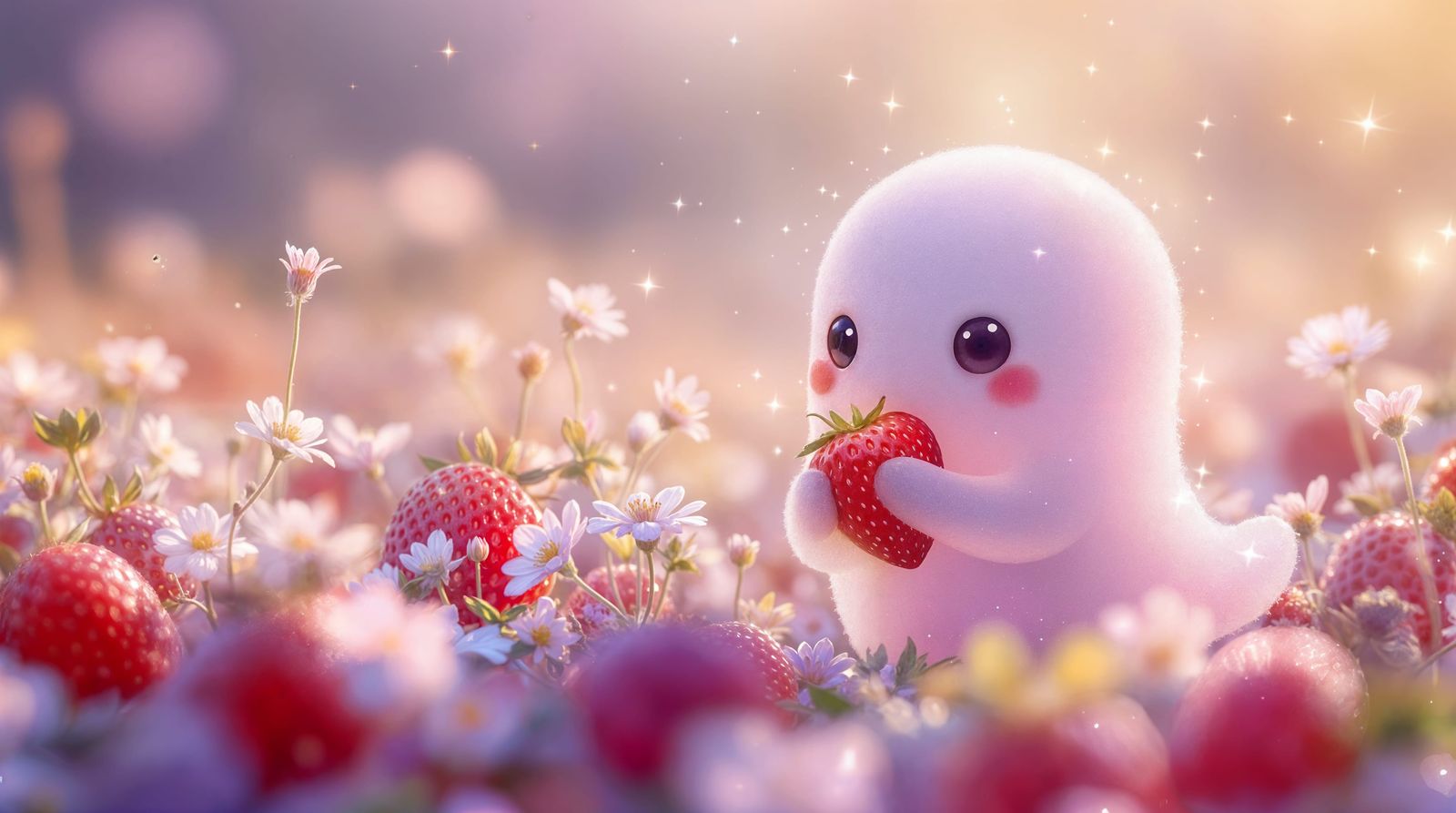 Whimsical Sugar Sprite Delights in Strawberry Field