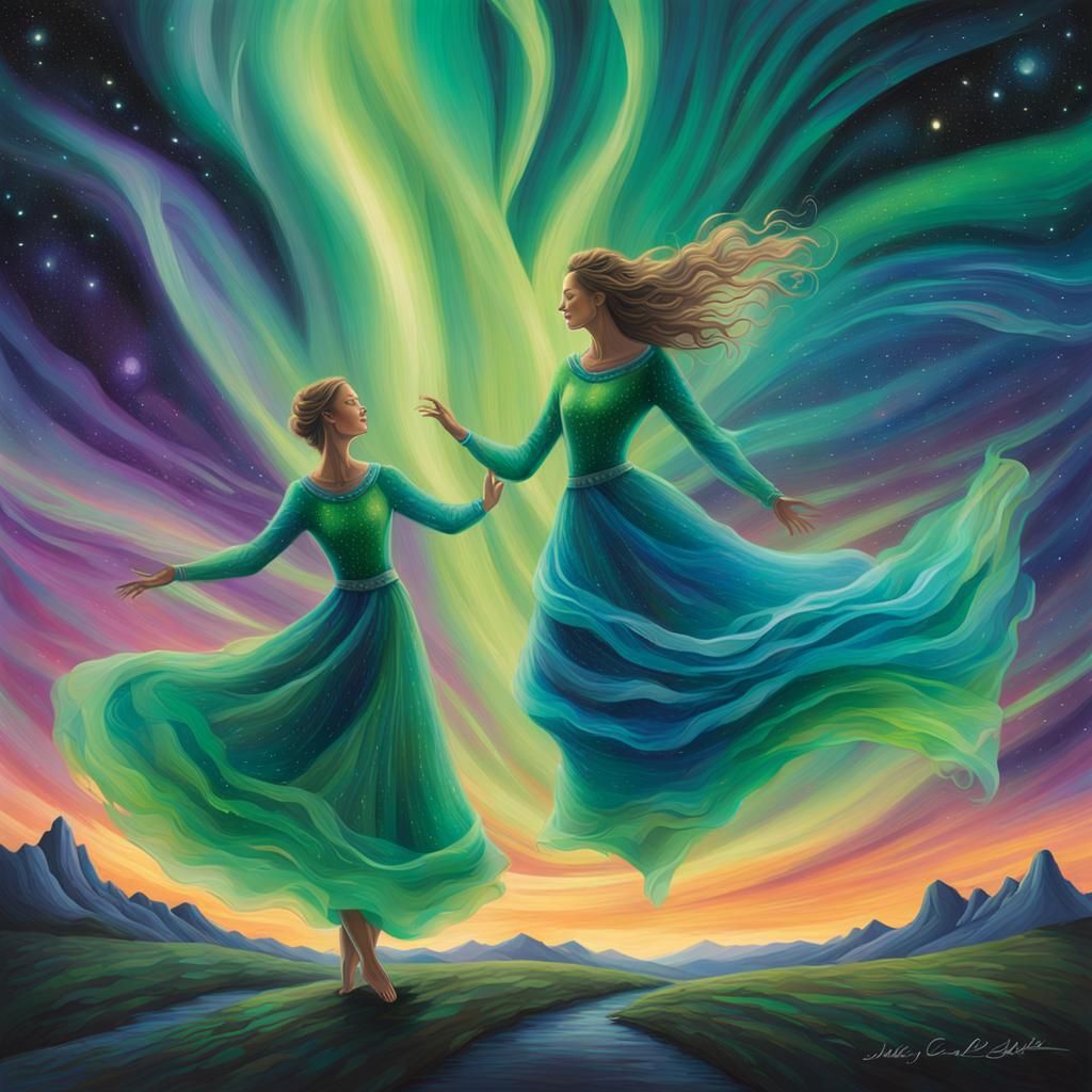 Ethereal Aurora Dancers in the Night Sky