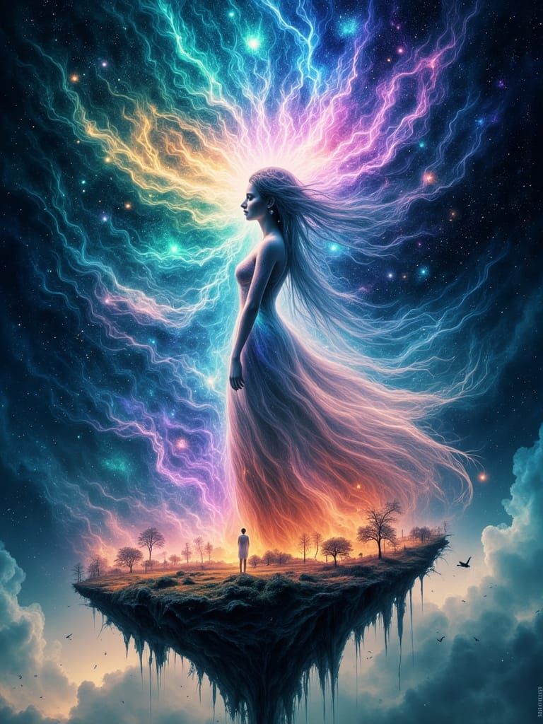 Opera Singer in Nebula as Light Waves