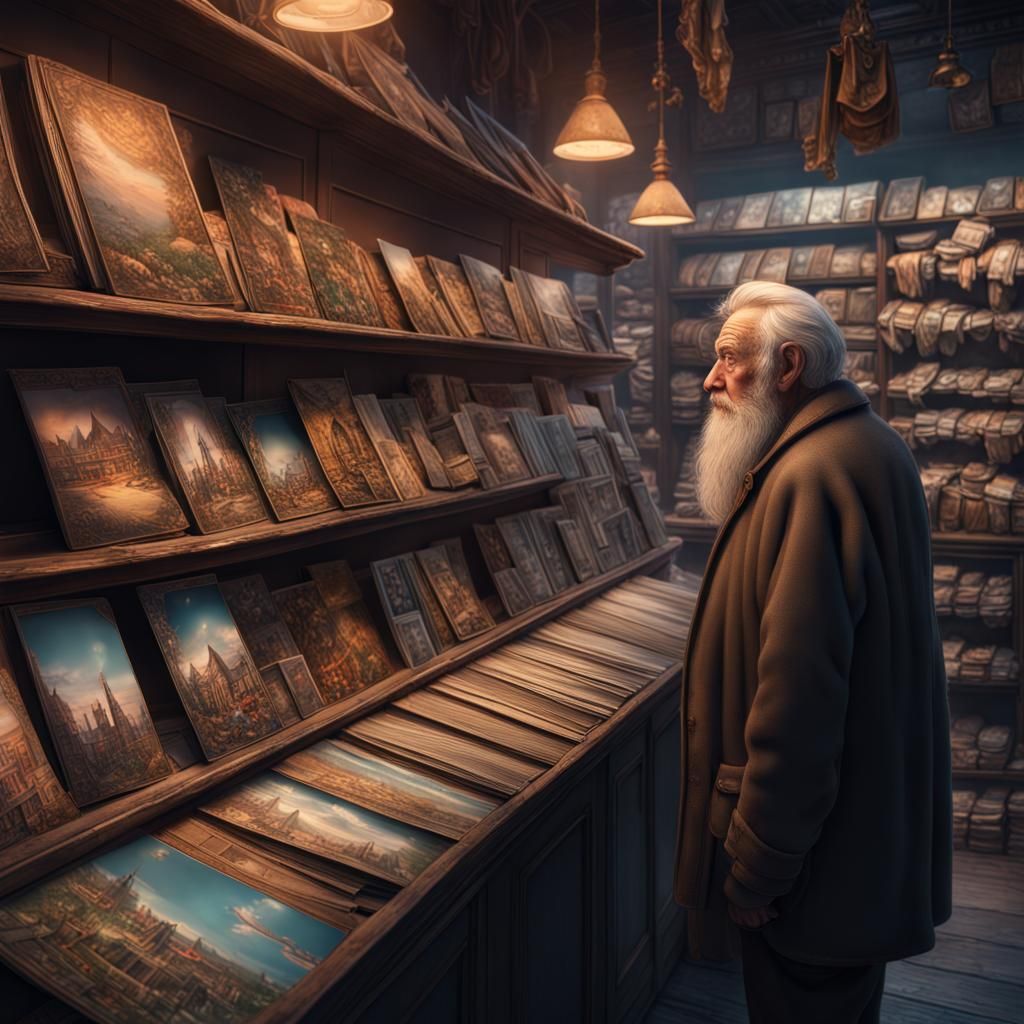 Shamed Man Views Rubbish City Postcards