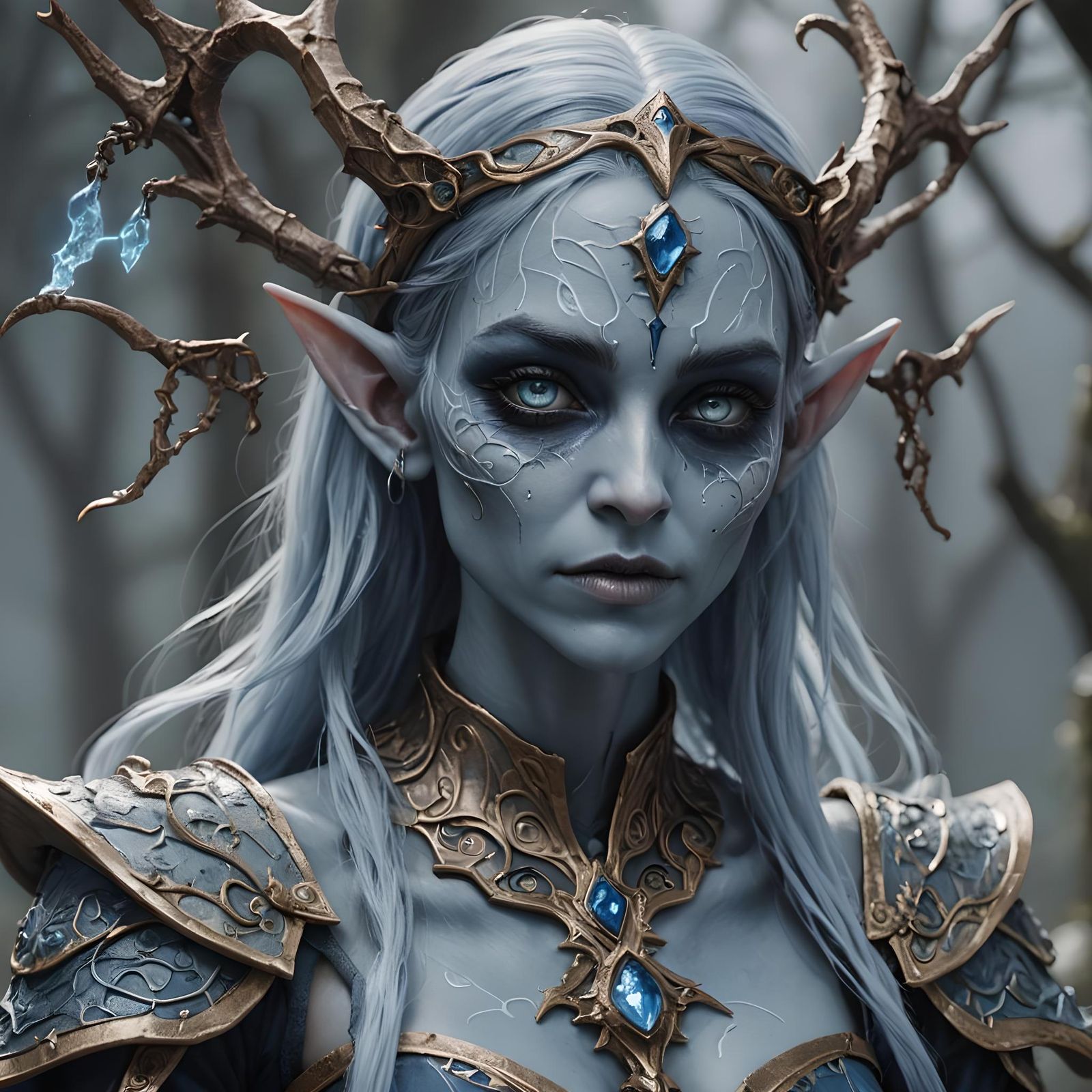 Blue-Skinned Elf Scoia'tael Costume Close-Up