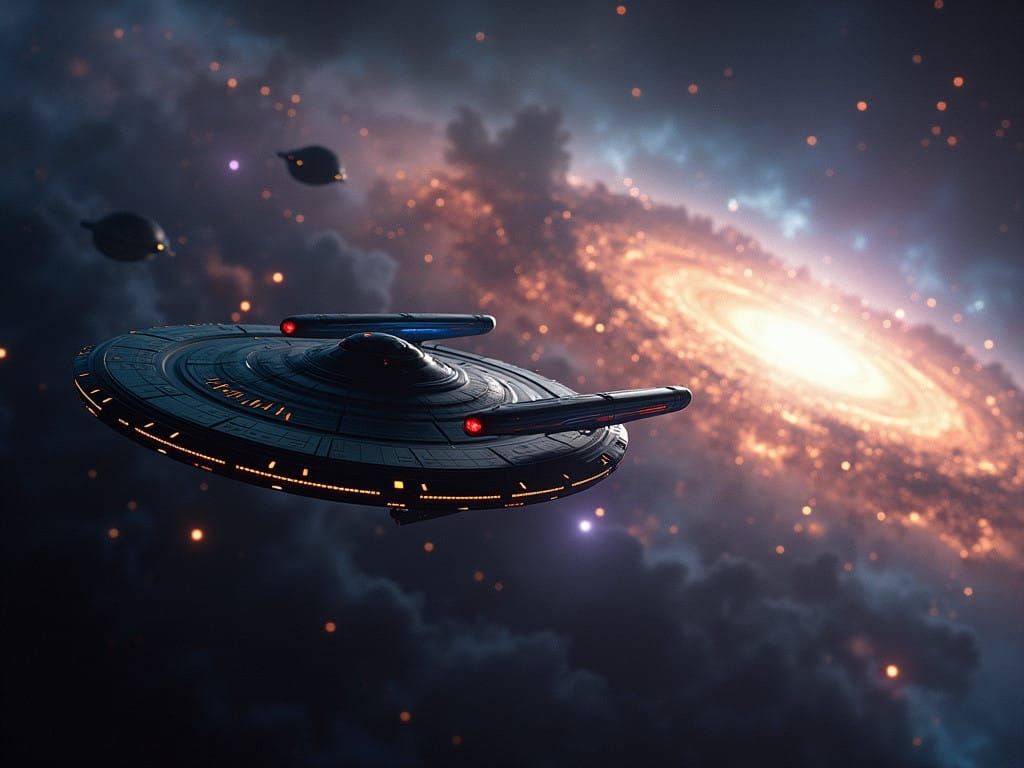 Galactic Odyssey: USS Enterprise 1701 in Vibrant Nebula