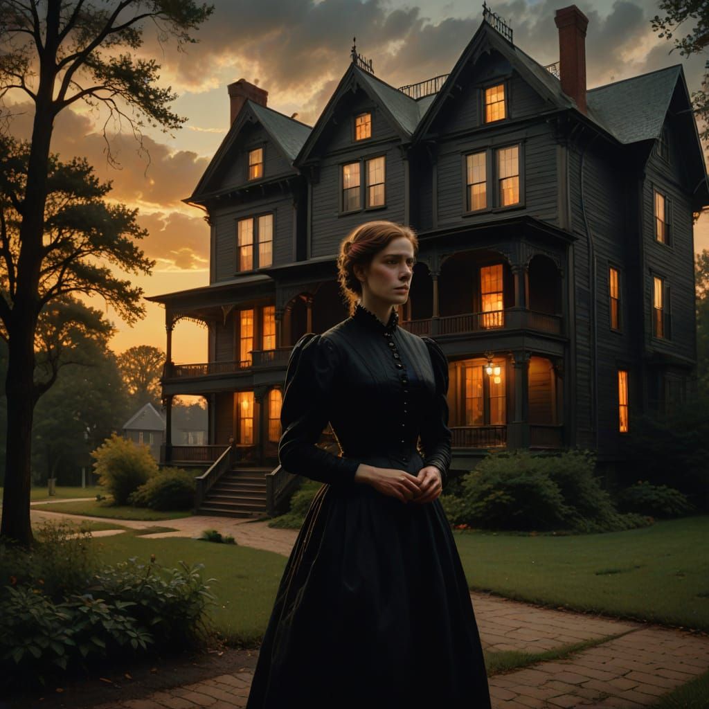 Ethereal Lady in Early 1900s American Elegance