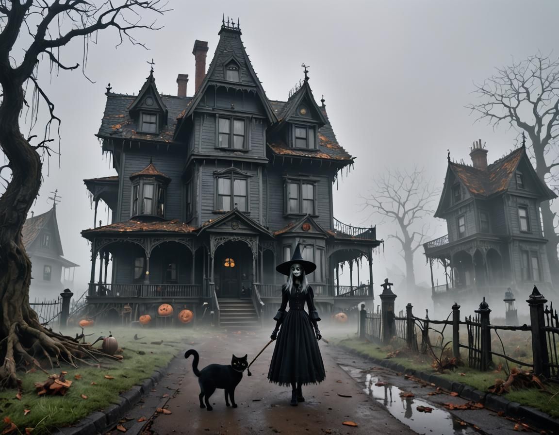 Nightmare Before Christmas Witch and Cat Scene