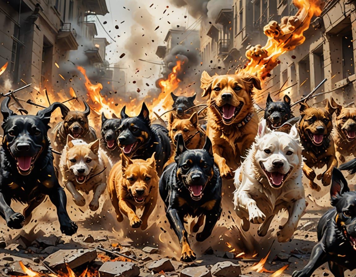 Dynamic Dogs of War in Digital Art