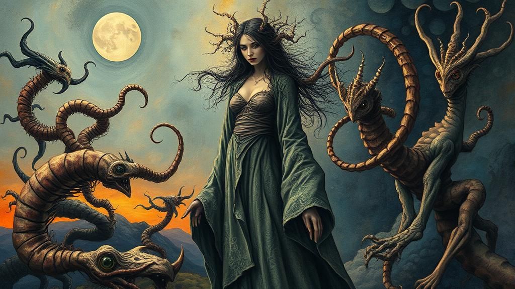 Mystical Seer in Surreal Abstracted Landscape