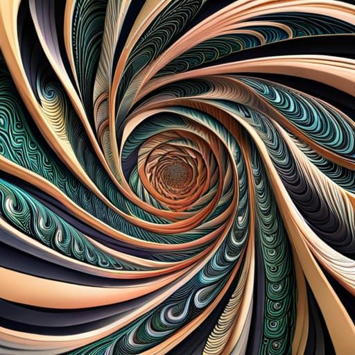 Escher-esque 3D Spiral Fractal Mandala