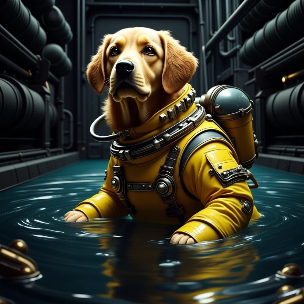 Dog in Space Suit Digital Illustration