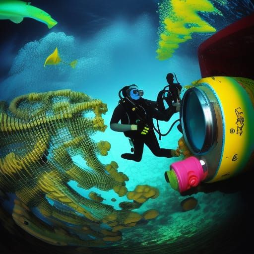 Underwater Monster Grips Diver in Deep Sea