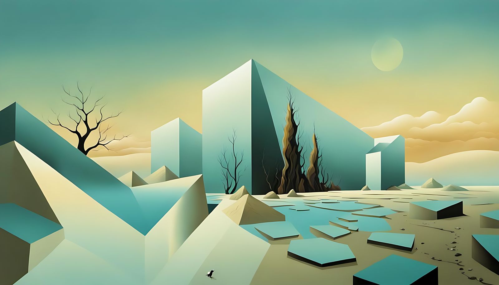 Surreal Minimalist Landscape with Subtle Colors