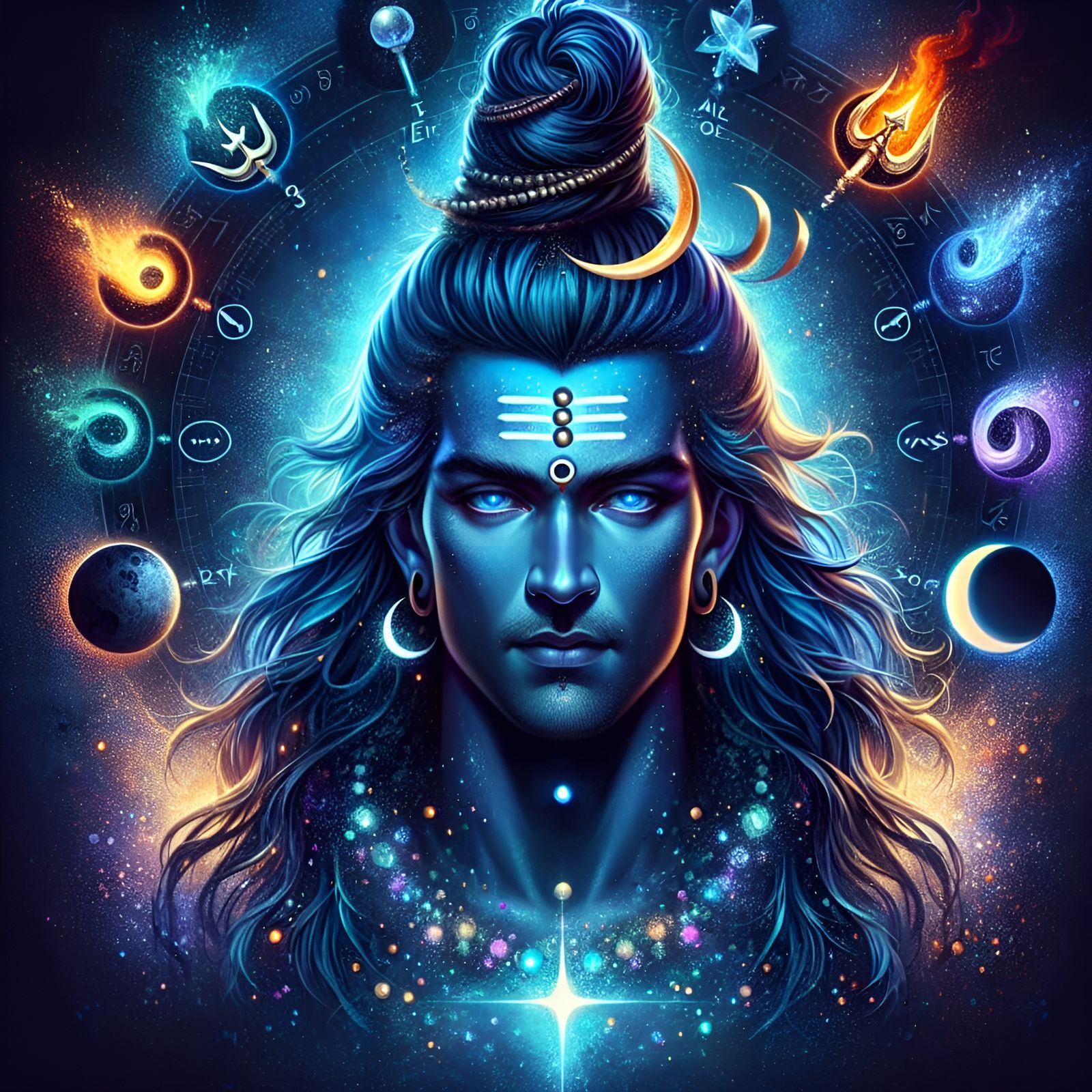 Lord Shiva Portrait in Splash Art Style