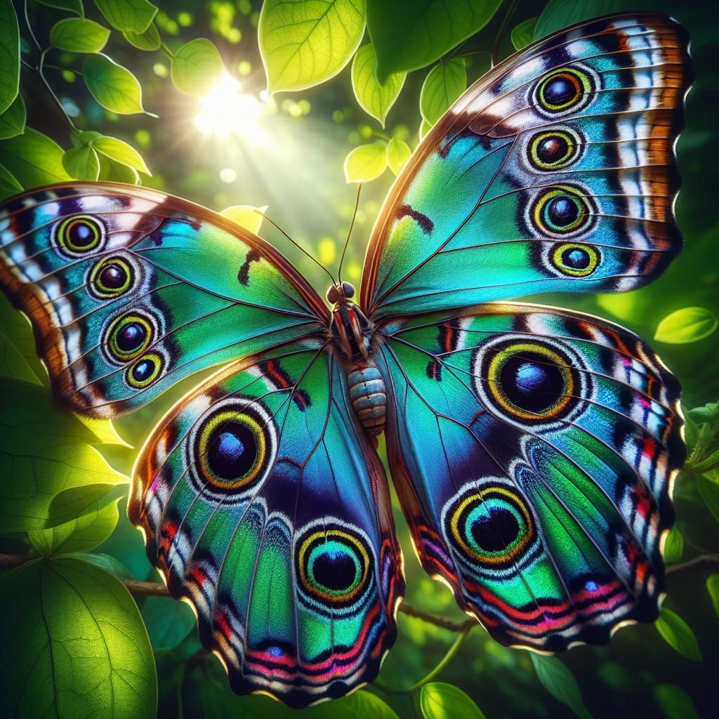 Colorful Pope's Eye Butterfly with Silver Accents