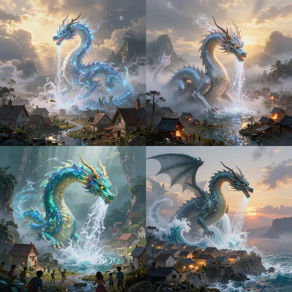 Ethereal Water Dragon Destroys Village