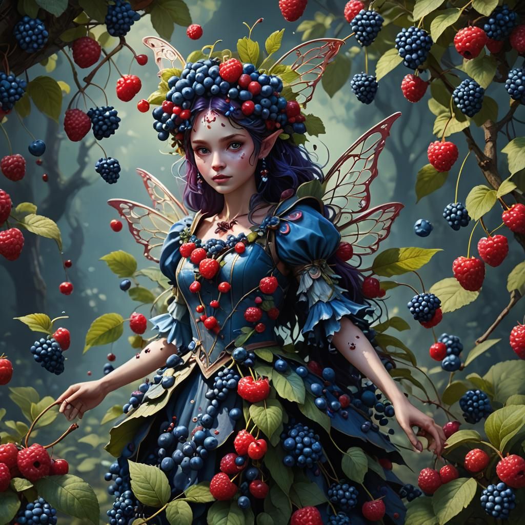 Enchanted Fruit Fairy in Vibrant Colors