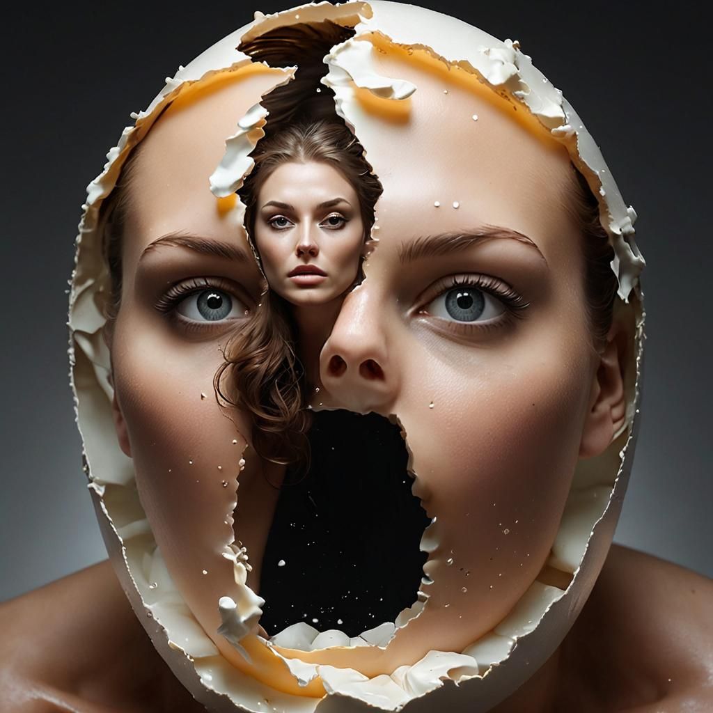 Ariadne's Surreal Rebirth from a Translucent Eggshell