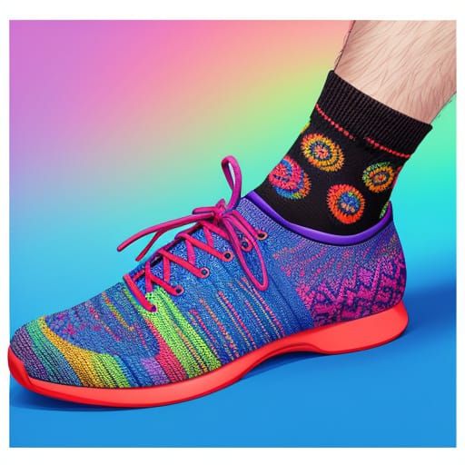 Vibrant Sock Designs in Hyperrealistic Splash Art