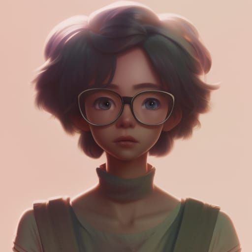 Cute Man Portrait with Short Black Hair in 3D Style