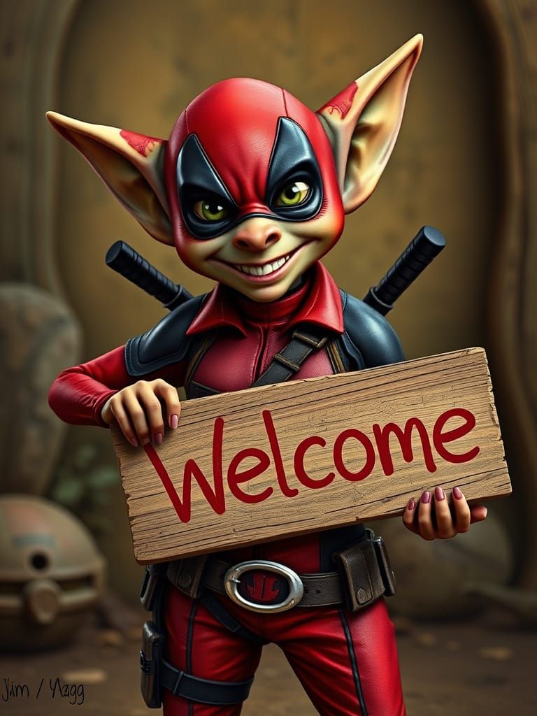 Mischievous Goblin Girl Channels Deadpool in Colorful Welcom...
