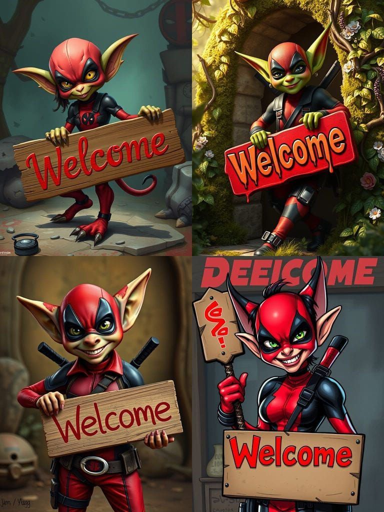 Goblincore Deadpool: Colorful Female Goblin Smirks in Funny ...